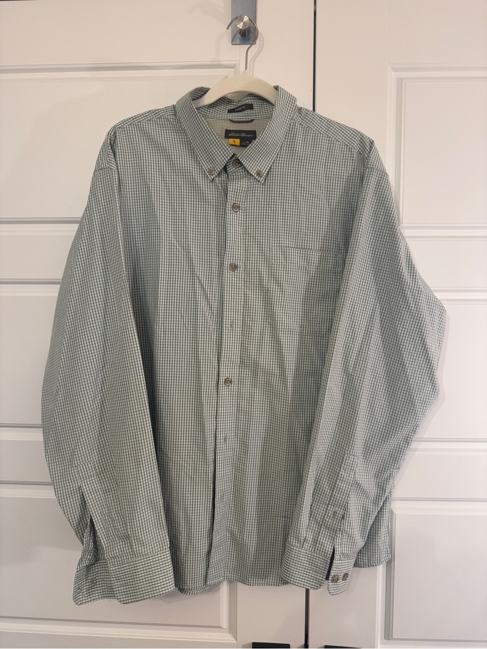 Eddie Bauer Voyager Flex Button-Down Green Check Shirt - XL